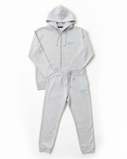 Transform Nineteen – Heather Grey Cotton Joggers (Blue Embroidery)