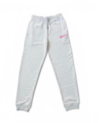 Transform Nineteen – Heather Grey Cotton Joggers (Pink Embroidery)